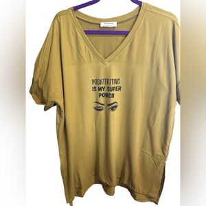 NWT ZENANA BRUSHED DTY ROLLED SHORT SLEEVE V-NECK TOP